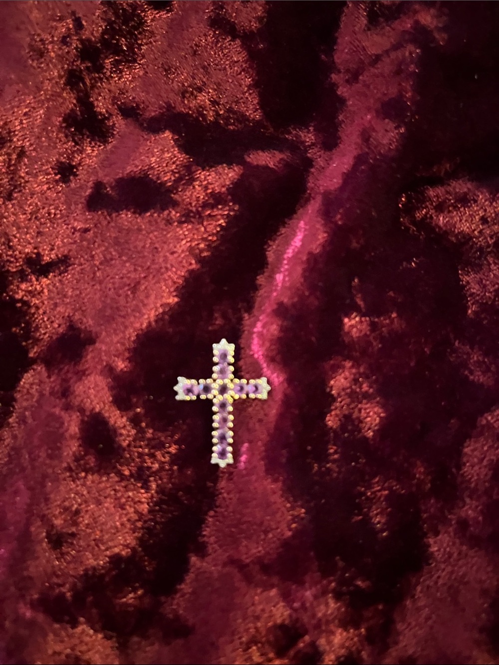 Amethyst Cross Pendant in 10kt or 14kt Gold setting Women Accessories